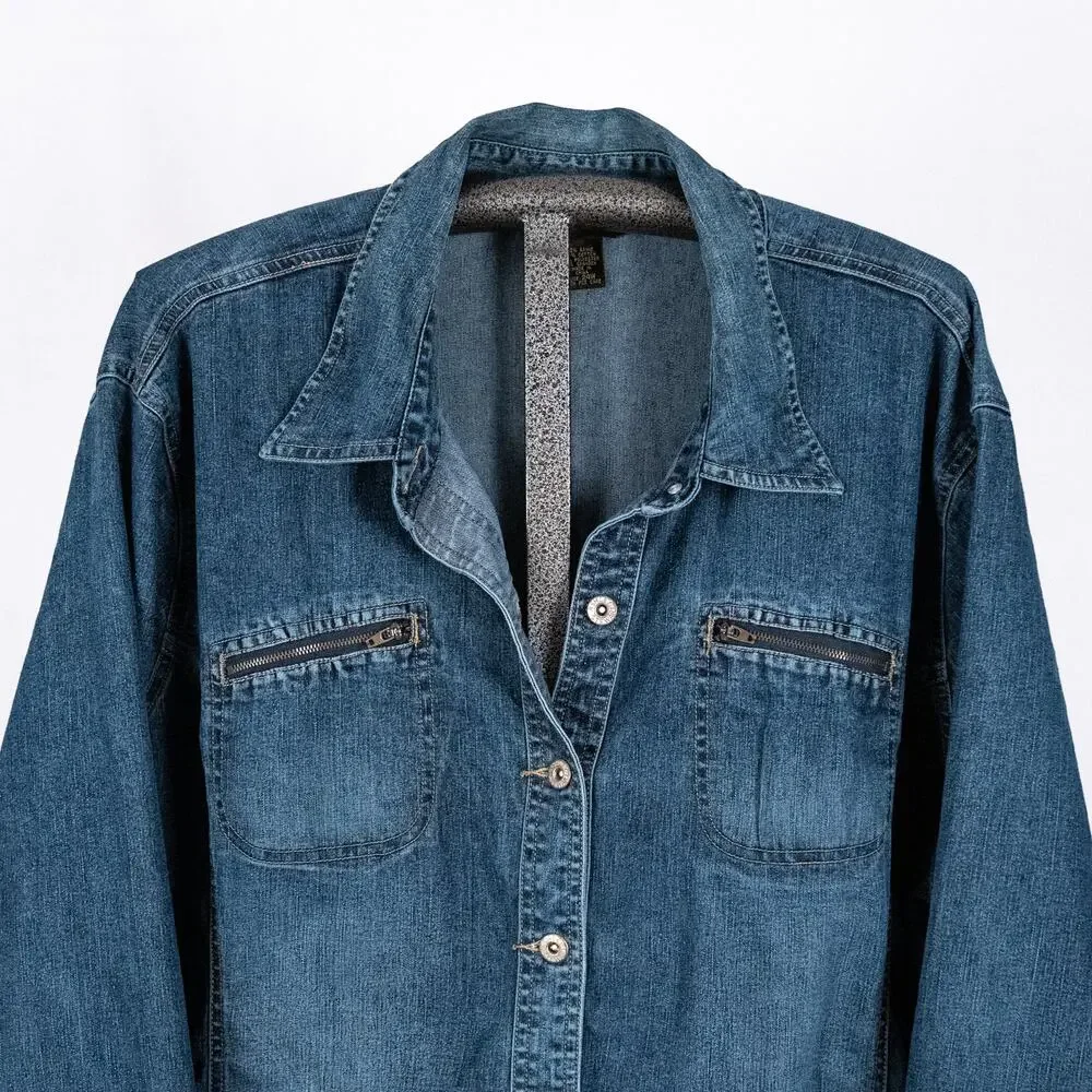 Ashley Stewart Women's Denim Trucker Jacket Size 24W Classic Casual Western Jean